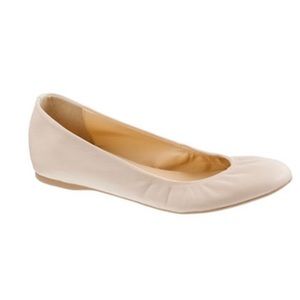 JCrew Leather Cece Flats in Nude, Size 6